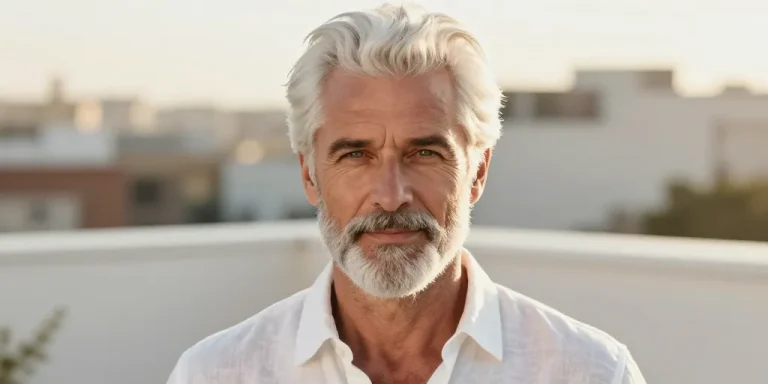 cheveux blanc homme séduisant